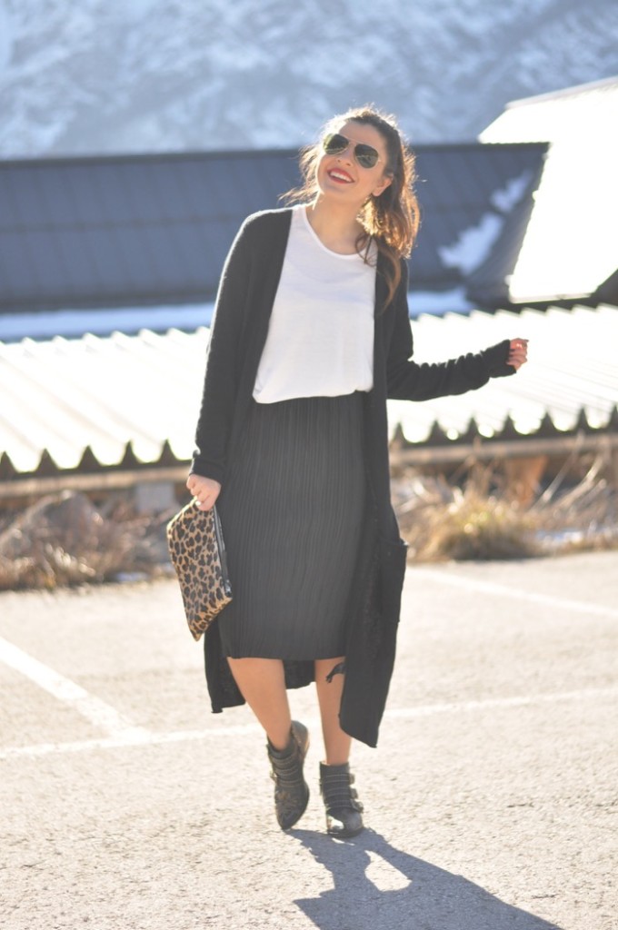 Midi Skirt & Long Cardigan - fashionnes