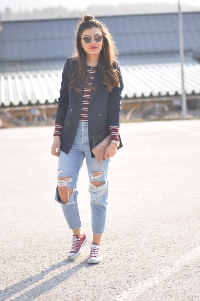 Blazer, Topshop Hayden Jeans, Dior So Real & Half Bun - fashionnes