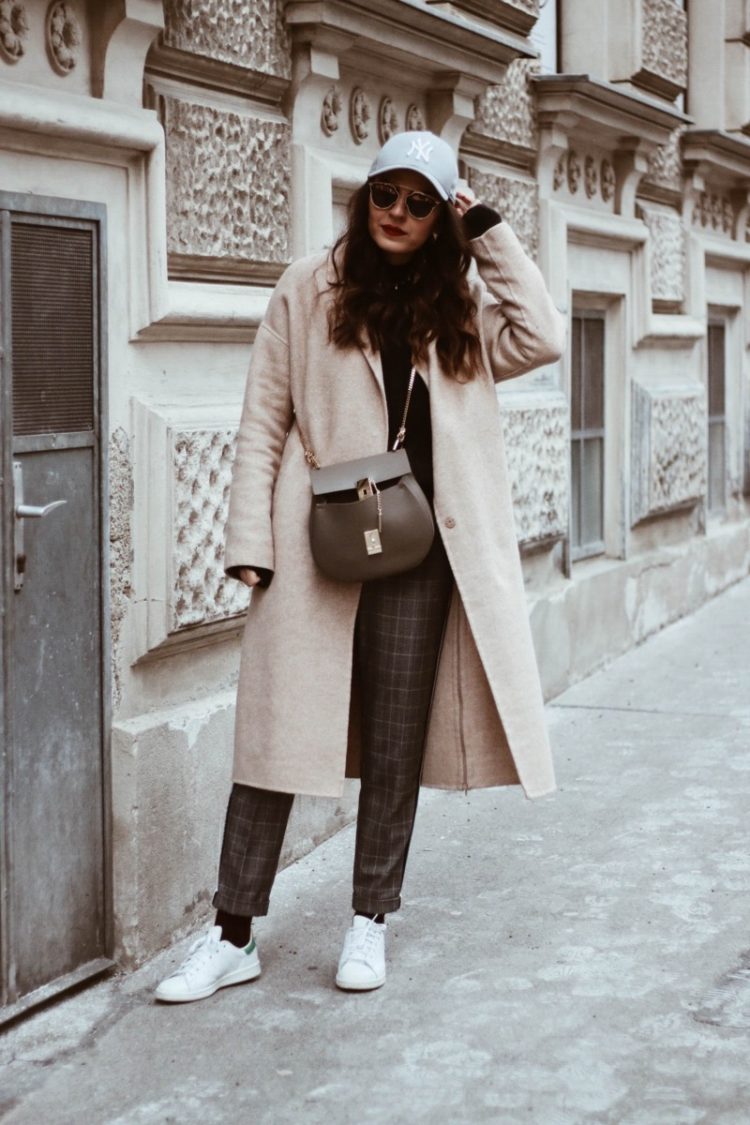 Checked Trousers, Stan Smith & Camel Coat - fashionnes