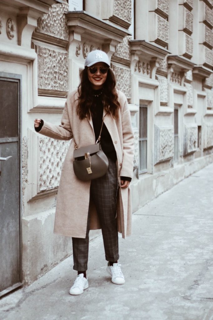 Checked Trousers, Stan Smith & Camel Coat - fashionnes