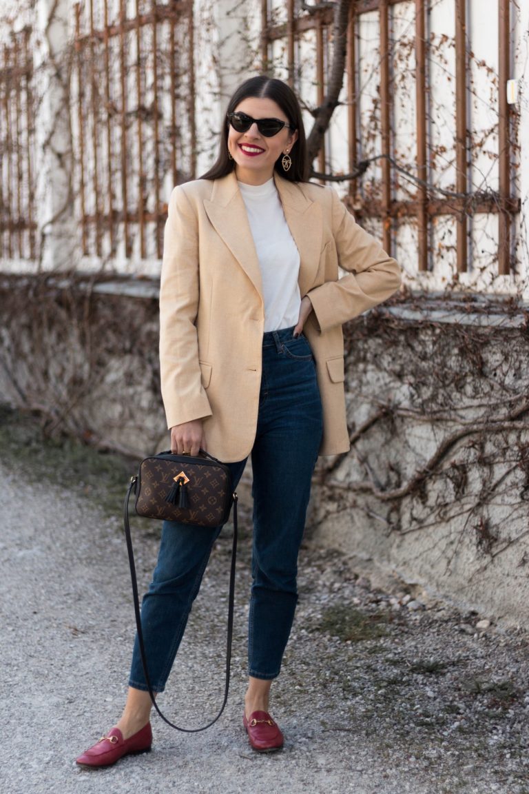 Oversized Blazer with Shoulder Pads - fashionnes