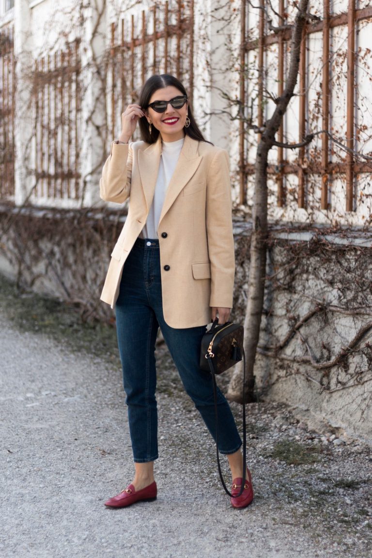 Oversized Blazer with Shoulder Pads - fashionnes